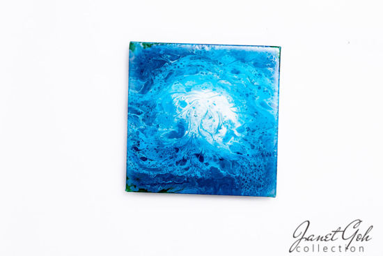 Picture of 12-inch Square - Blue - Acrylic Pour Painting