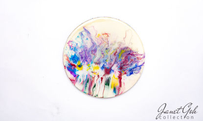 Picture of 10-inch Round - Iris Abstract - Acrylic Pour Painting