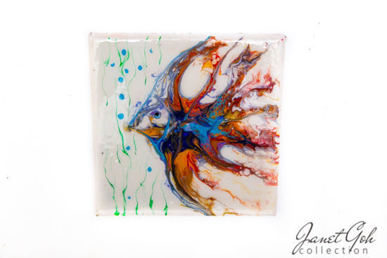 Picture of 8-inch Square - Angel Fish - Acrylic Pour Painting