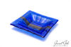 Picture of 8-inch Square Fused Glass Ash Tray - Blue w/stringers