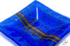 Picture of 8-inch Square Fused Glass Ash Tray - Blue w/stringers